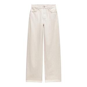 Zara Signature Denim High Rise Wide Leg Size 4 New Ecru